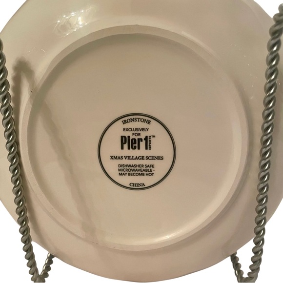 Pier 1  Xmas Village Scenes 8” Bowls Toy Store Christmas Ironstone Set of 2 - Picture 3 of 9